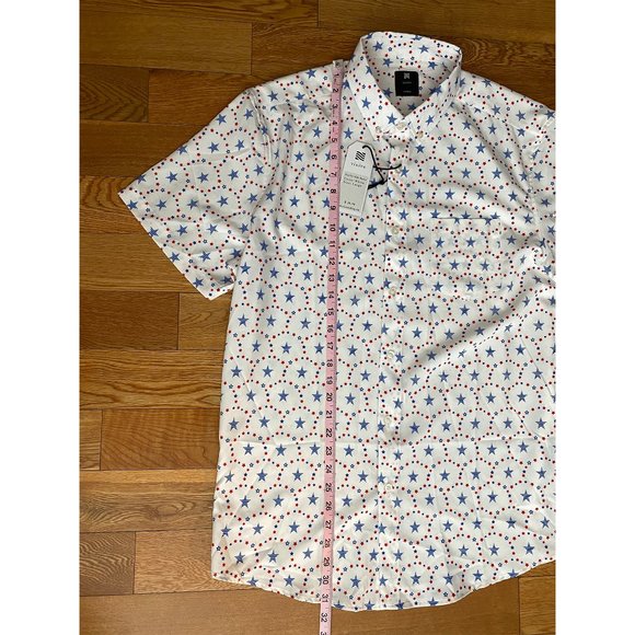 Visive Mens Short Sleeve Shirt Button Down Star Stripes Patriotic USA Large NEW - Picture 5 of 6